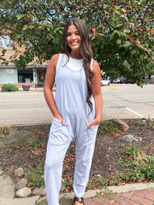 FOREVER BASIC JUMPSUIT-HEATHER GREY