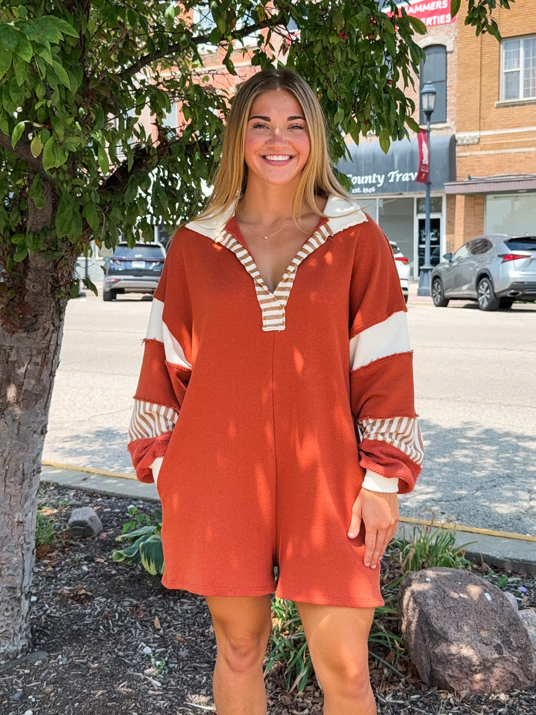 WANT IT ALL ROMPER-RUST & CREAM