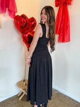 Load image into Gallery viewer, SOFT CRUSH DROP WAIST DRESS-BLACK