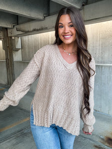 PATCH PERFECT SWEATER-TAUPE