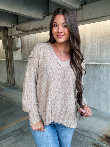 PATCH PERFECT SWEATER-TAUPE