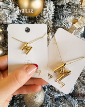 Load image into Gallery viewer, BUBBLE LETTER INITIAL NECKLACE-GOLD