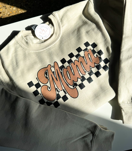 MAMA CHECKERED CREWNECK