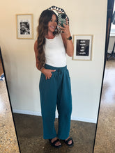 Load image into Gallery viewer, DON'T COME BACK BARREL SWEAT PANTS-DARK TEAL