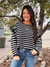 Load image into Gallery viewer, LATE NIGHT SWEATER-BLACK &amp; WHITE