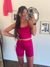 Load image into Gallery viewer, PERFECT FORM BIKER SHORT &amp; SPORTS BRA SET-PLUM PINK