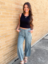 Load image into Gallery viewer, RIDER STRIPE DENIM TIE WAIST PANTS