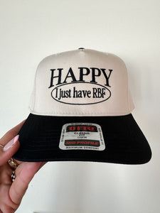 HAPPY I JUST HAVE RBF HAT- BLACK & NATURAL