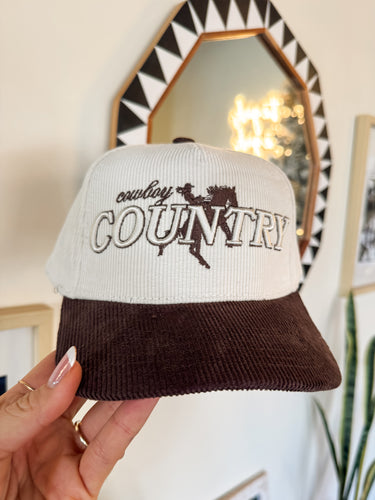 COWBOY COUNTRY HAT-BROWN CORDUROY