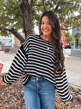 Load image into Gallery viewer, LATE NIGHT SWEATER-BLACK &amp; WHITE