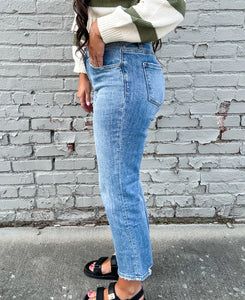 PAIGE CROPPED DENIM-MID RISE