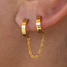 Load image into Gallery viewer, GRAYTON CHAINED DOUBLE HOOPS-GOLD