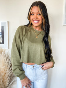 FROSTY NIGHT LONG SLEEVE TOP-OLIVE