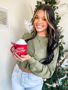 FROSTY NIGHT LONG SLEEVE TOP-OLIVE